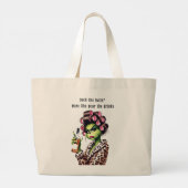 Grumpy Green Furry Vrouwen Houdt Van Cocktails Grote Tote Bag (Achterkant)