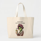 Grumpy Green Furry Vrouwen Houdt Van Cocktails Grote Tote Bag (Voorkant)