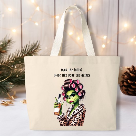 Grumpy Green Furry Vrouwen Houdt Van Cocktails Grote Tote Bag