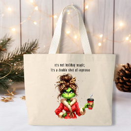 Grumpy Green Furry Vrouwen houdt van koffie Grote Tote Bag