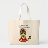 Grumpy Green Furry Vrouwen houdt van koffie Grote Tote Bag (Voorkant)