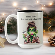 Grumpy Green Furry Vrouwen houdt van koffie