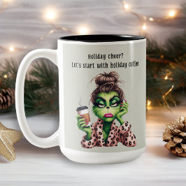 Grumpy Green Furry Vrouwen houdt van koffie Tweekleurige Koffiemok