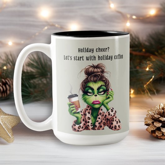 Grumpy Green Furry Vrouwen houdt van koffie Tweekleurige Koffiemok