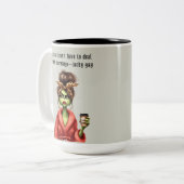 Grumpy Green Furry Vrouwen houdt van koffie Tweekleurige Koffiemok (Voorkant links)