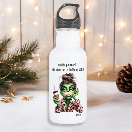 Grumpy Green Furry Vrouwen houdt van koffie Waterfles