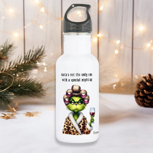 Grumpy Green Furry Vrouwen Houdt Van Wijn Waterfles