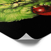 Grumpy Green Santa Cat Retro Kat Kerstvakantie Poster (Hoek)