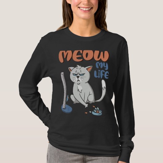 Grumpy Grey Cat Funny No BS Given Cat People T-shirt (Voorkant)