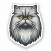 Grumpy Grey Perzische kat gezicht - vet gedetaille Sticker (Voorkant)