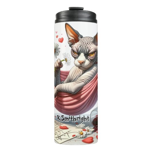 Grumpy Hairless Cat in Hangmat Thermosbeker (Voorkant)