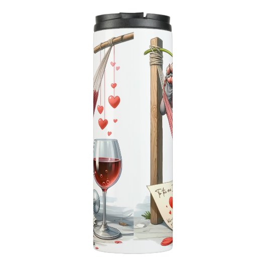 Grumpy Hairless Cat in Hangmat Thermosbeker (Achterkant)