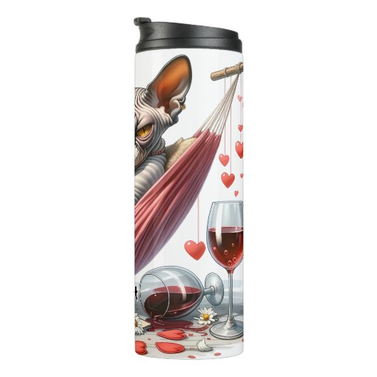 Grumpy Hairless Cat in Hangmat Thermosbeker (Geroteerd rechts)