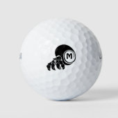 Grumpy Hermit Crab Silhouette Monogram Golfballen (Voorkant)