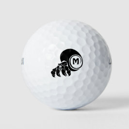 Grumpy Hermit Crab Silhouette Monogram Golfballen