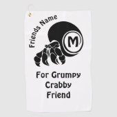 Grumpy Hermit Crab Silhouette Monogram Golfhanddoek (Voorkant)