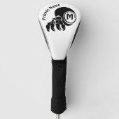 Grumpy Hermit Crab Silhouette Monogram Golfheadcover (Voorkant)