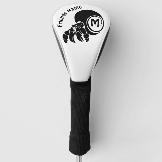 Grumpy Hermit Crab Silhouette Monogram Golfheadcover (Voorkant)