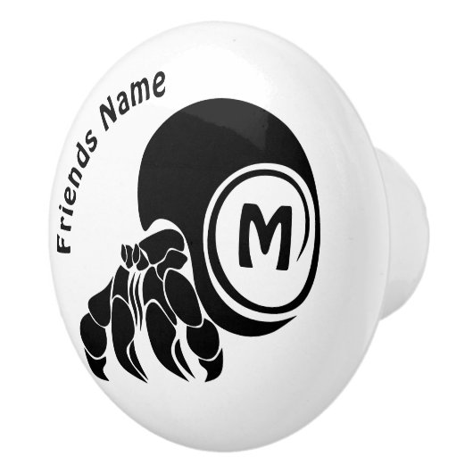 Grumpy Hermit Crab Silhouette Monogram Keramische Knop (Rechts)