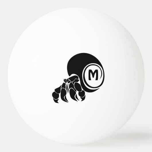 Grumpy Hermit Crab Silhouette Monogram Pingpongbal (Achterkant)