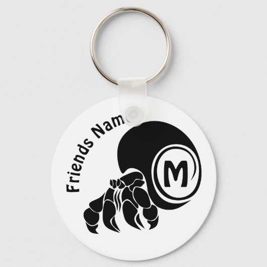 Grumpy Hermit Crab Silhouette Monogram Sleutelhanger (Voorkant)