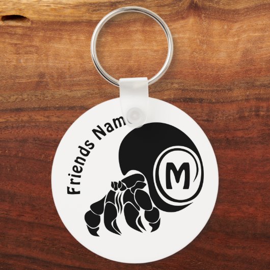 Grumpy Hermit Crab Silhouette Monogram Sleutelhanger (Voorkant)