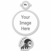 Grumpy Hermit Crab Silhouette Monogram Sticker (Voorkant)