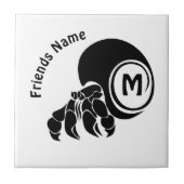 Grumpy Hermit Crab Silhouette Monogram Tegeltje (Voorkant)
