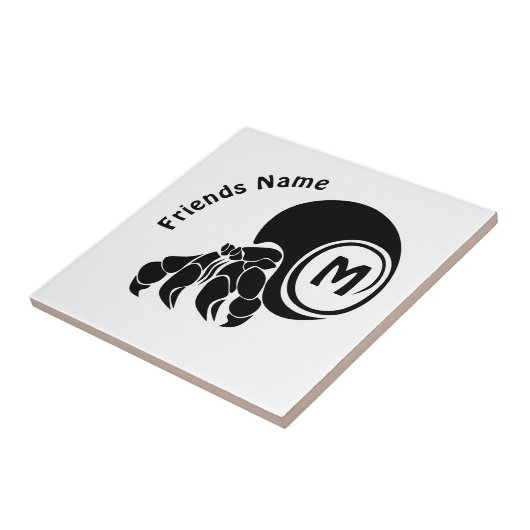 Grumpy Hermit Crab Silhouette Monogram Tegeltje (Zijkant)