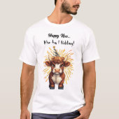 Grumpy Highland Koe Nieuwjaarsstemming T-shirt (Voorkant)
