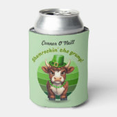 Grumpy Highland Koe St Patrick's Day Blikjeskoeler (Blikje Voorkant)