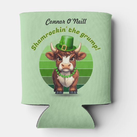 Grumpy Highland Koe St Patrick's Day Blikjeskoeler (Achterkant)