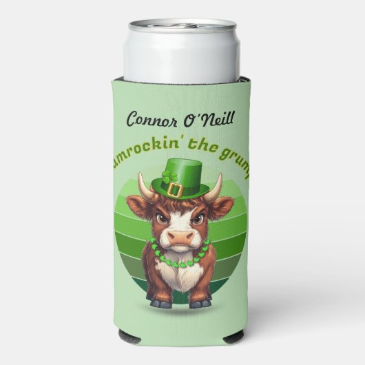 Grumpy Highland Koe St Patrick's Day Seltzer Blikjeskoeler (Seltzer Achterkant)