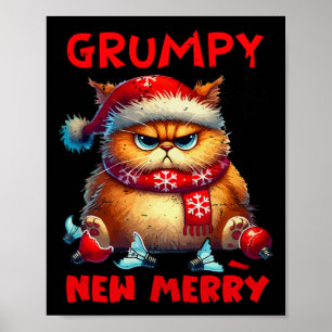 Grumpy is de nieuwe vrolijke kerstkat Sarcastic Cu Poster