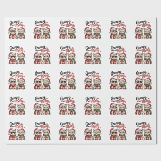 Grumpy is de nieuwe vrolijke kerstkattenliefhebber cadeaupapier (Vlak)