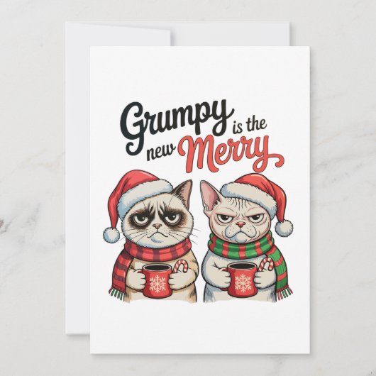 Grumpy is de nieuwe vrolijke kerstkattenliefhebber feestdagenkaart (Voorkant)