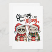 Grumpy is de nieuwe vrolijke kerstkattenliefhebber feestdagenkaart (Voorkant / Achterkant)