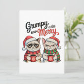 Grumpy is de nieuwe vrolijke kerstkattenliefhebber feestdagenkaart (Staand voorkant)