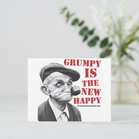 Grumpy is het nieuwe geluk briefkaart (Staand voorkant)