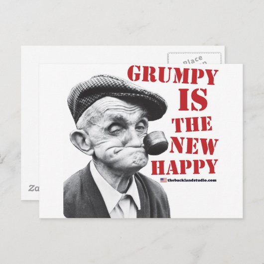 Grumpy is het nieuwe geluk briefkaart (Voorkant / Achterkant)