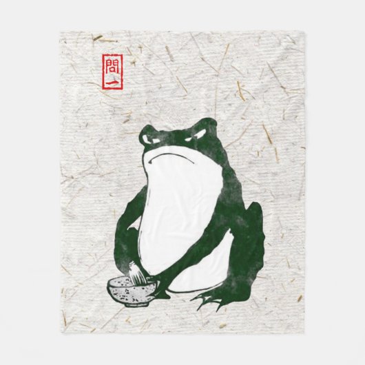 Grumpy japans kikker Toad 19e eeuw Fleece Deken (Voorkant)