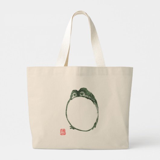 Grumpy japans kikker Toad 19e eeuw Grote Tote Bag (Achterkant)