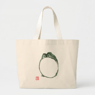 Grumpy japans kikker Toad 19e eeuw Grote Tote Bag