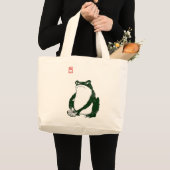 Grumpy japans kikker Toad 19e eeuw Grote Tote Bag (Voorkant (product))