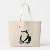 Grumpy japans kikker Toad 19e eeuw Grote Tote Bag (Achterkant)