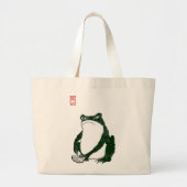 Grumpy japans kikker Toad 19e eeuw Grote Tote Bag (Voorkant)