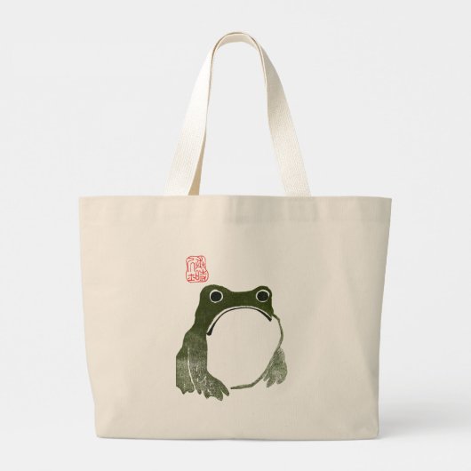 Grumpy japans kikker Toad 19e eeuw Grote Tote Bag (Achterkant)
