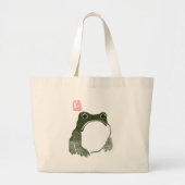 Grumpy japans kikker Toad 19e eeuw Grote Tote Bag (Voorkant)