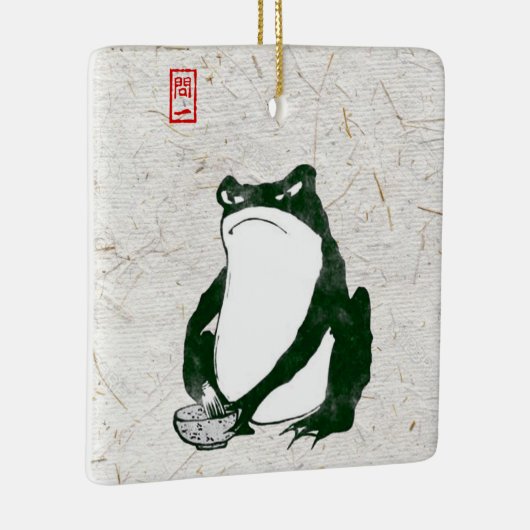 Grumpy japans kikker Toad 19e eeuw Keramisch Ornament (Rechts)