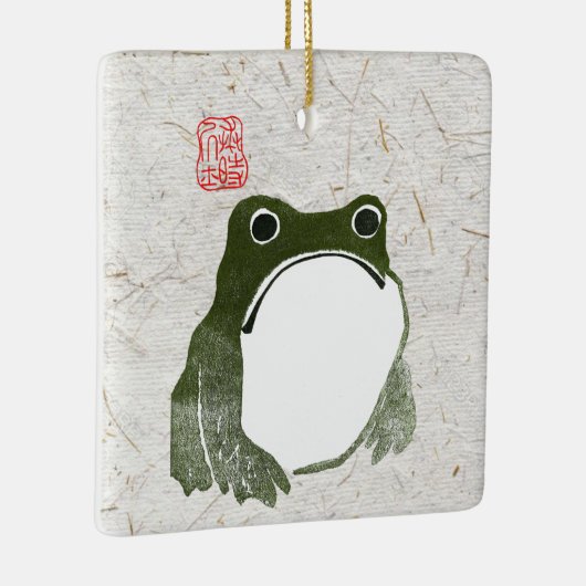 Grumpy japans kikker Toad 19e eeuw Keramisch Ornament (Rechts)